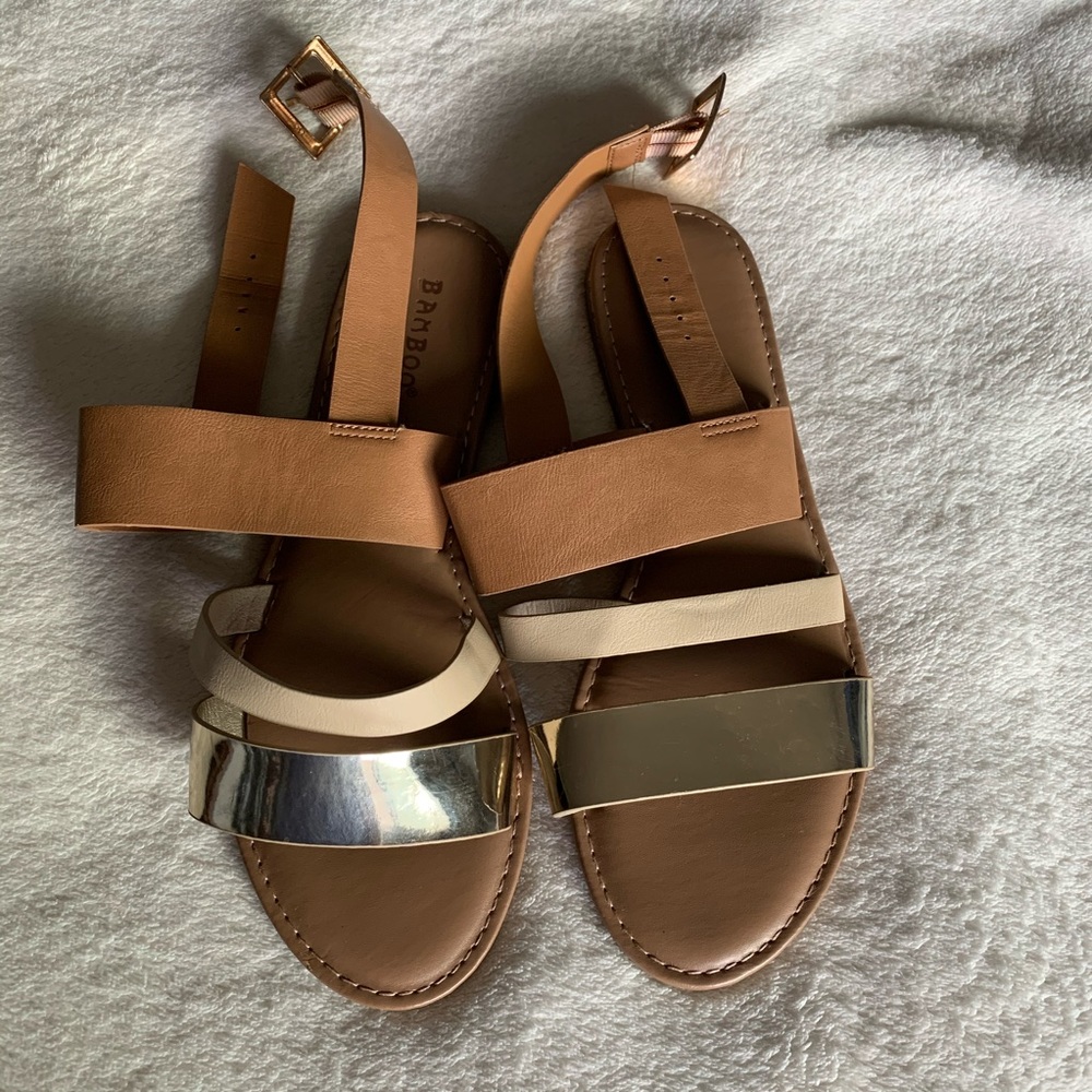 Bamboo Tri-Colored Sandals Size 7.5